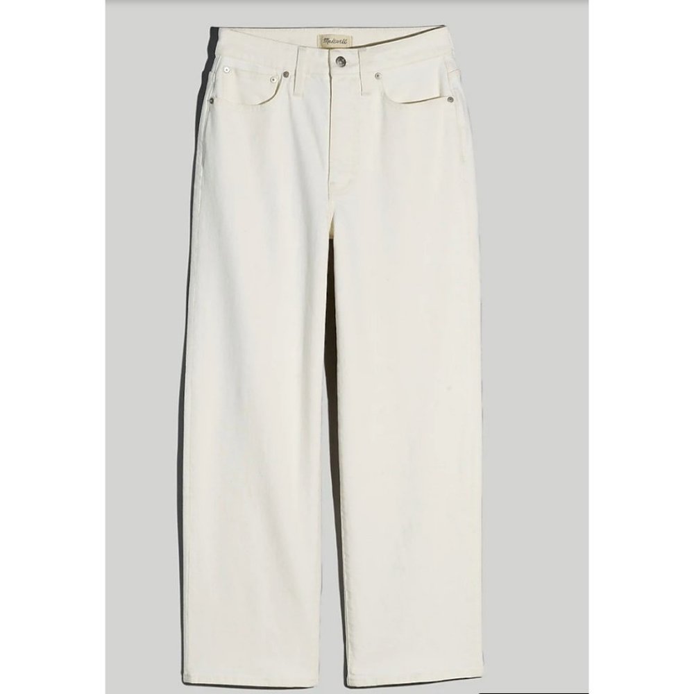 Madewell $128 Curvy Perfect Wide Leg Crop Jean Tile White Size 24 NL825